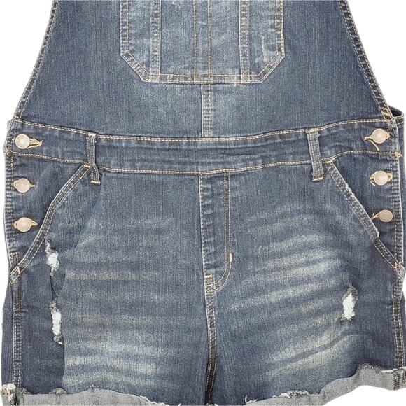 Jordache Vintage Distressed Bib Overall Denim Shorts size XXL - Picture 5 of 10